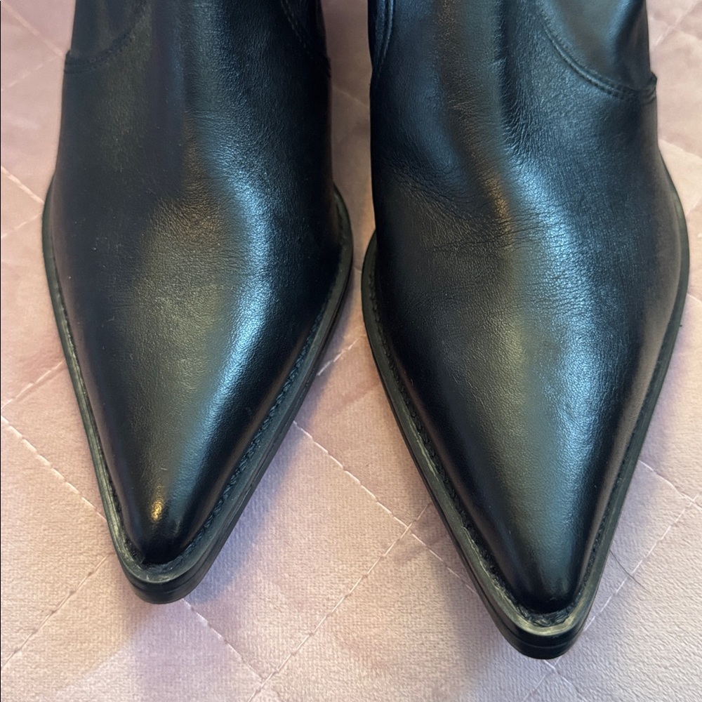 *NEW* ZARA CALF LEATHER COWBOY ANKLE BOOT 37 - Picture 9 of 10